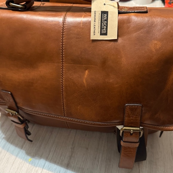 NWT Classic Brown Leather Men's Bag - Picture 8 of 9
